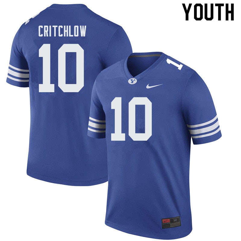 Youth #10 Joe Critchlow BYU Cougars College Football Jerseys Sale-Royal - Click Image to Close